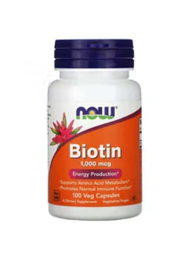 now Biotin 1000 micrograms - 100 capsules - Image 1
